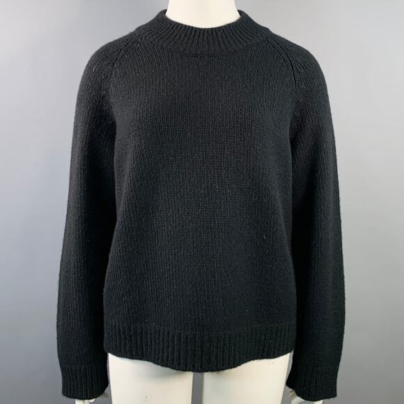 THE ROW Size L Black Cashmere Knit Raglan Sleeves Crew Neck Sweater - Picture 1 of 10
